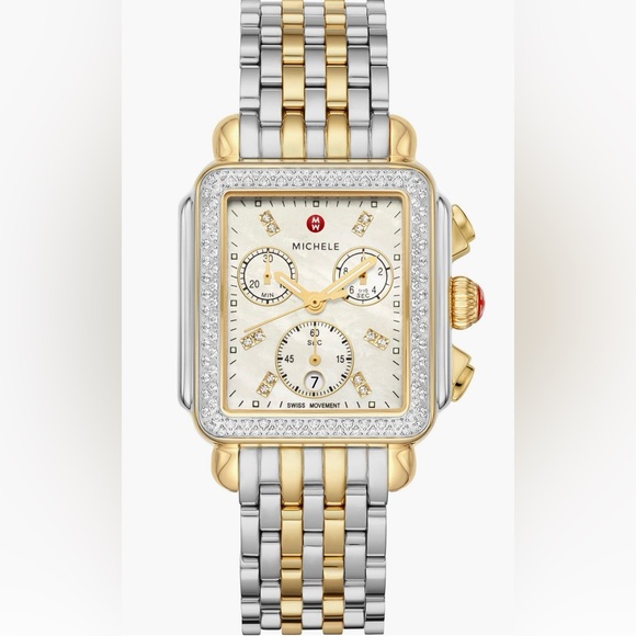 Diamond Chronograph Watch Michele Watch Deco Diamond MICHELE Deco Diamond  Chronograph Bracelet Watch, 33mm